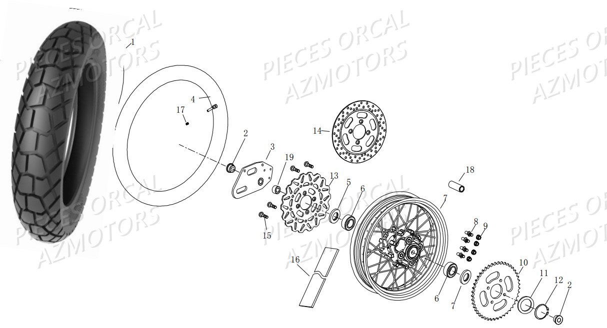 Roue Arriere ORCAL NK01 125 Orcal