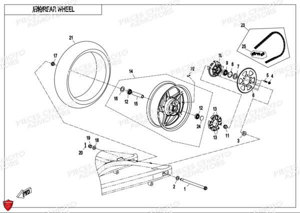 Roue Arriere Mat Black CFMOTO Pièces Origine CFMOTO 650 NK ABS (2018)
