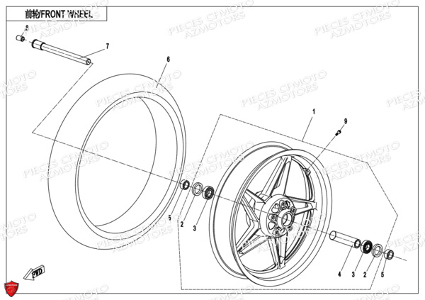 Roue Avant Mat Black CFMOTO Pièces Origine CFMOTO 650 NK ABS (2018)