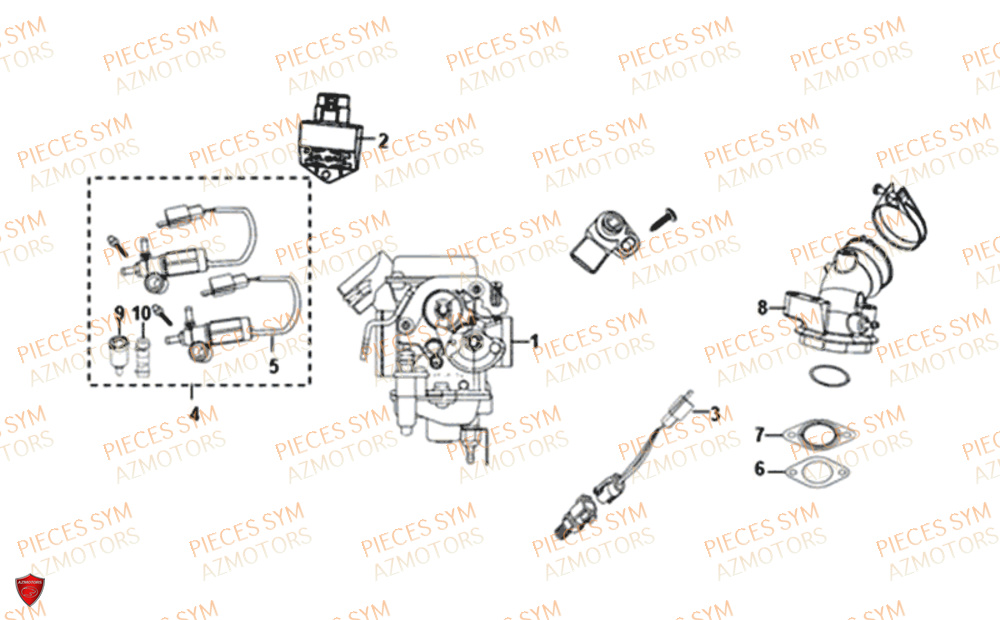 Carburateur SYM Pièces ORBIT 50 III - XE05W1-EU (2018-2020)