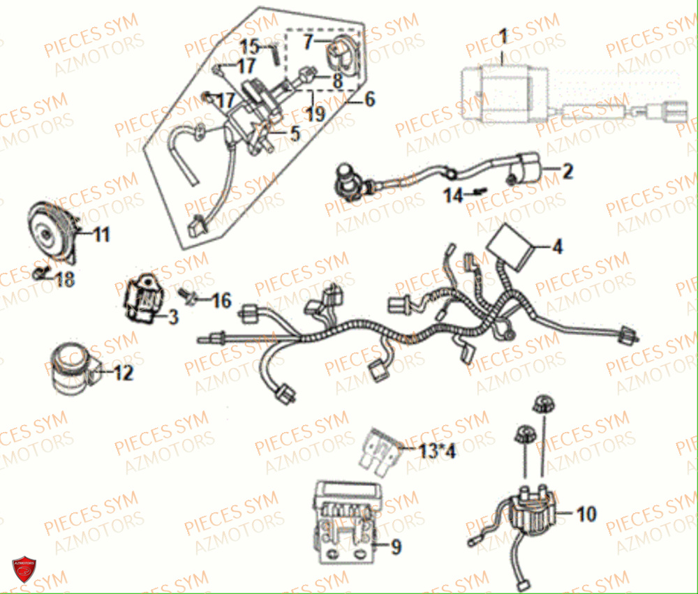 Equipement Electrique SYM Pièces ORBIT 50 III - XE05W1-EU (2018-2020)
