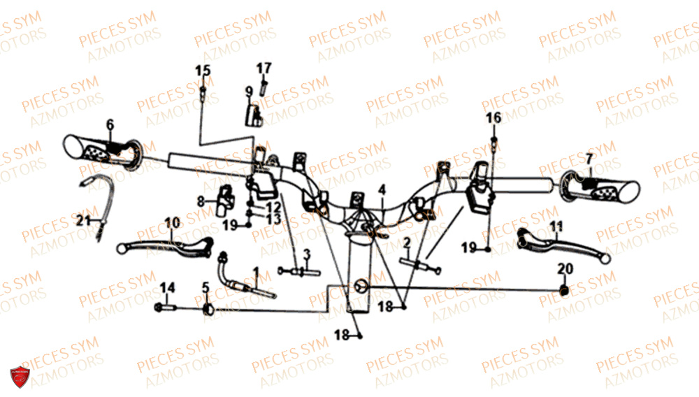 Guidon SYM Pièces ORBIT 50 III - XE05W1-EU (2018-2020)