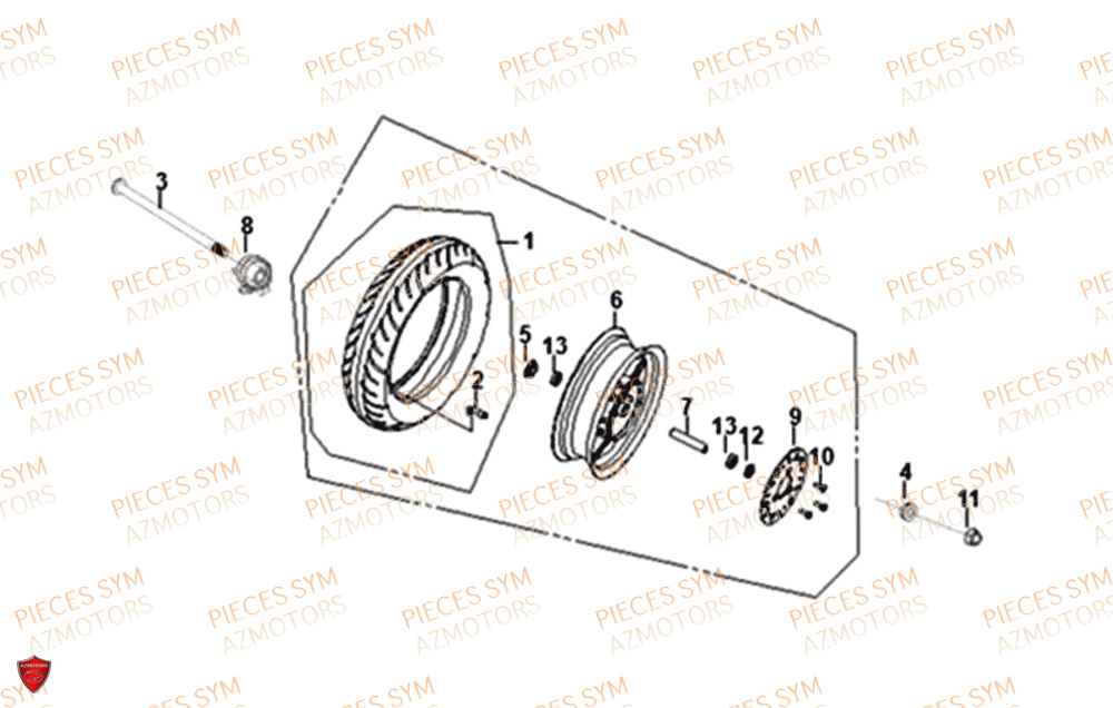 Roue Avant SYM Pièces ORBIT 50 III - XE05W1-EU (2018-2020)