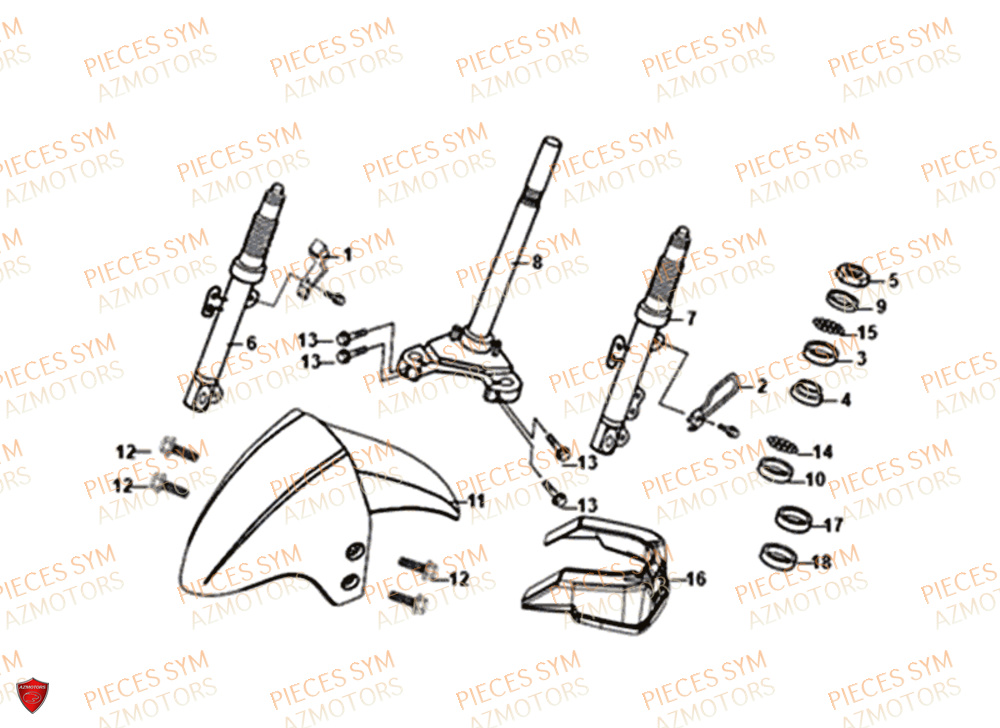 Te De Fourche SYM Pièces ORBIT 50 III - XE05W1-EU (2018-2020)