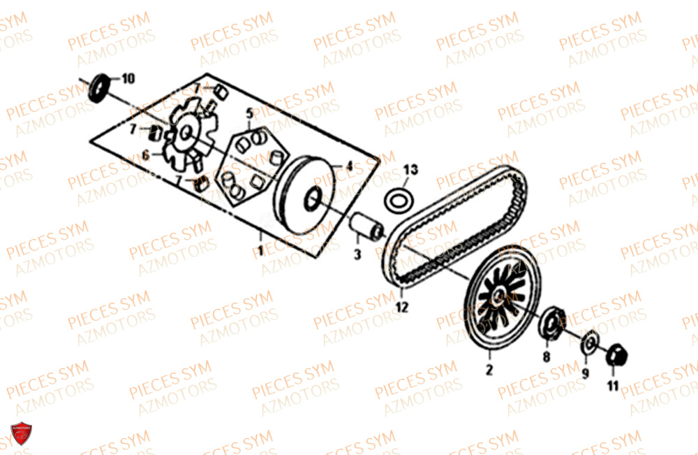 Variateur SYM Pièces ORBIT 50 III - XE05W1-EU (2018-2020)
