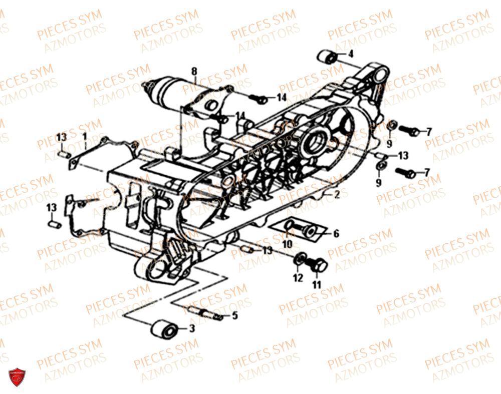 Carter Moteur SYM Pièces ORBIT 50 II - AE05W8-EU (2018-2020)