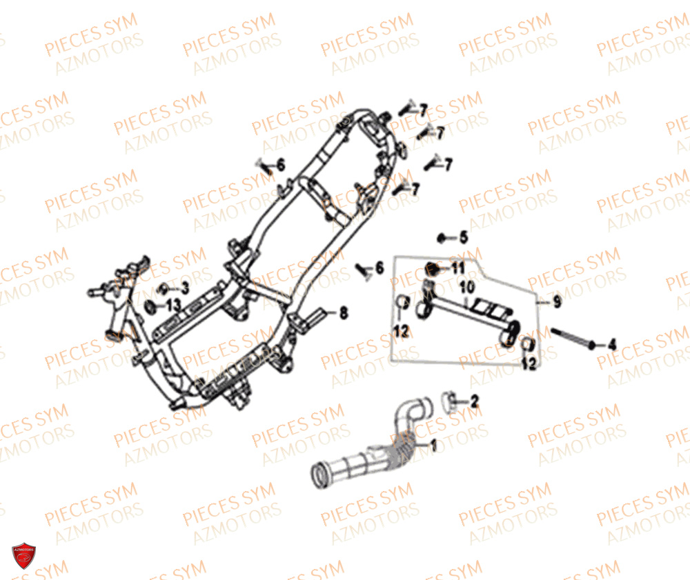 Chassis SYM Pièces ORBIT 50 II - AE05W8-EU (2018-2020)