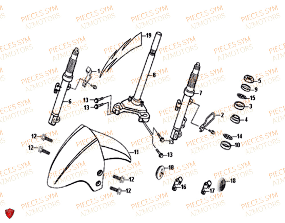 Te De Fourche SYM Pièces ORBIT 50 II - AE05W8-EU (2018-2020)