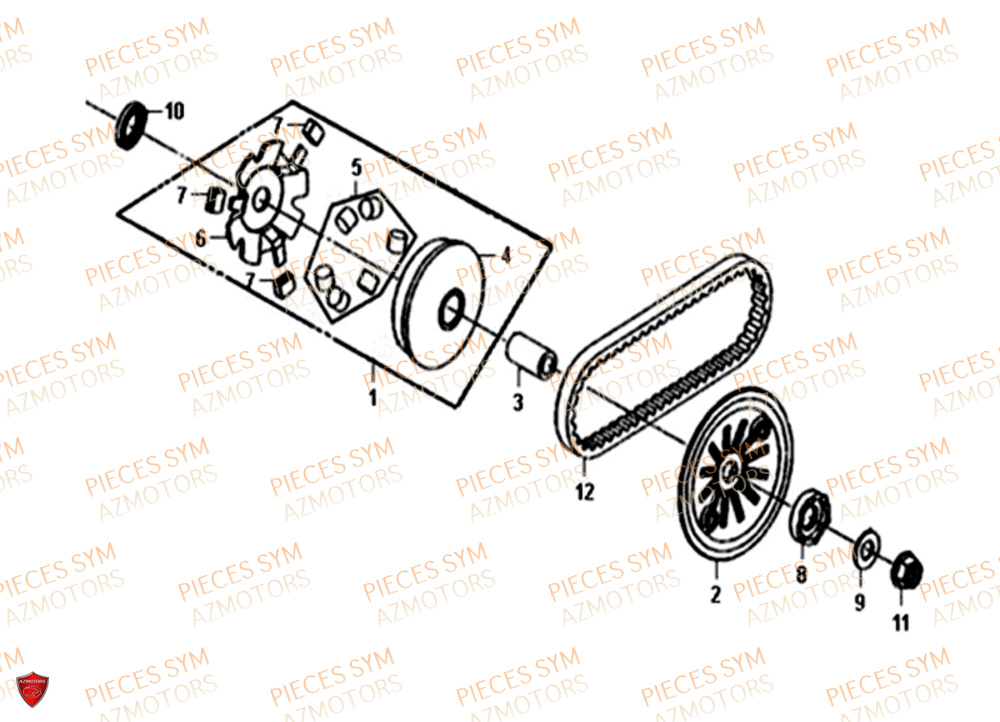Variateur SYM Pièces ORBIT 50 II - AE05W8-EU (2018-2020)