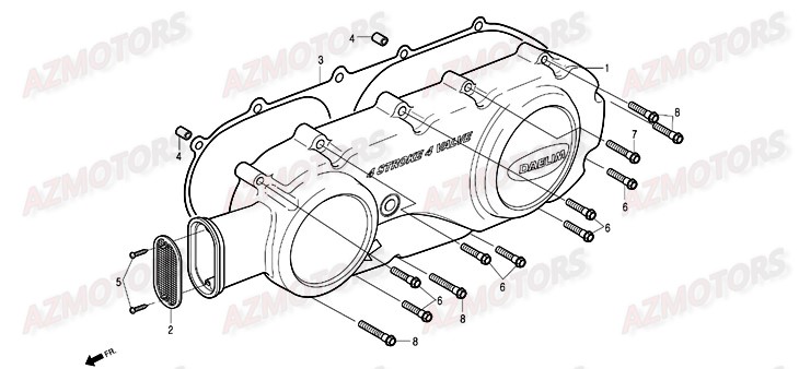 Couvercle Carter Gauche DAELIM Pieces Scooter DAELIM Otello 125cc