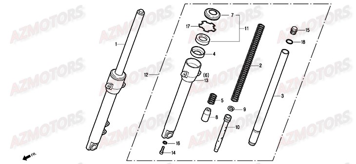 Fourche DAELIM Pieces Scooter DAELIM Otello 125cc