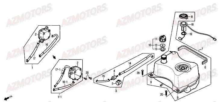 Reservoir De Carburant DAELIM Pieces Scooter DAELIM Otello 125cc