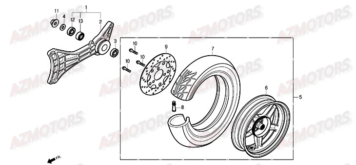 Roue Arriere DAELIM Pieces Scooter DAELIM Otello 125cc