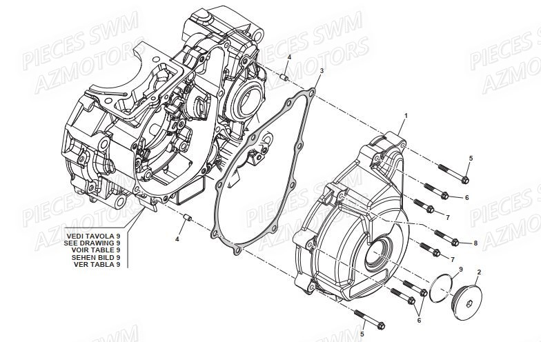 COUVERCLES_CARTER_GAUCHE SWM Pieces SWM Origine OUTLAW 125 E4(2019-2020)