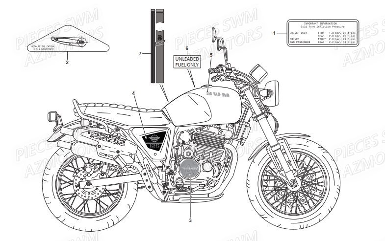 Decors SWM Pieces SWM Origine OUTLAW 125 E4(2019)
