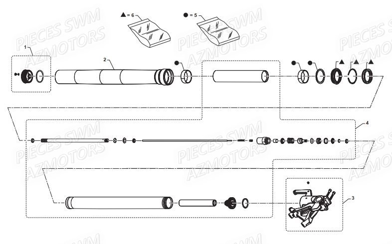 Fourche Droit SWM Pieces SWM Origine OUTLAW 125 E4(2019)
