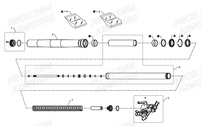 Fourche Gauche SWM Pieces SWM Origine OUTLAW 125 E4(2019)
