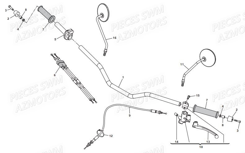 GUIDON SWM Pieces SWM Origine OUTLAW 125 E4(2019-2020)