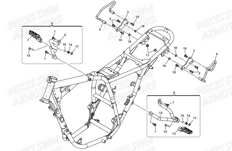 REPOSE PIEDS PASSAGER SWM OUTLAW 125