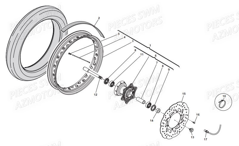 Roue Avant SWM Pieces SWM Origine OUTLAW 125 E4(2019)
