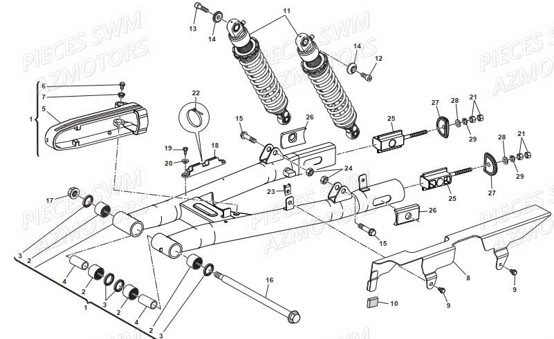 Suspension Arriere SWM Pieces SWM Origine OUTLAW 125 E4(2019)
