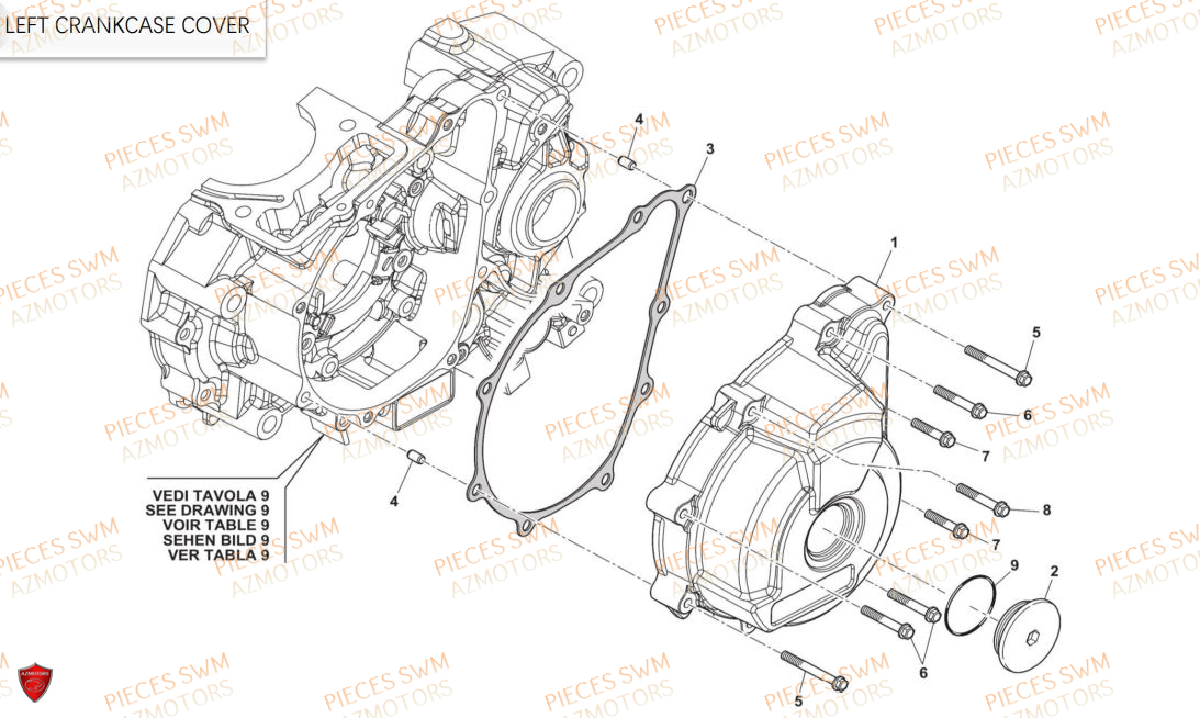 Couvercle De Carter Gauche SWM Pieces SWM Origine OUTLAW 125 E5(2021)
