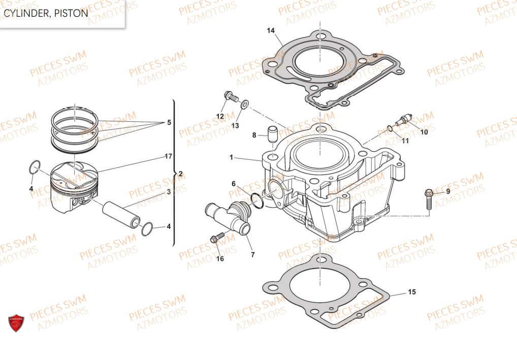 Cylindre SWM Pieces SWM Origine OUTLAW 125 E5(2021)
