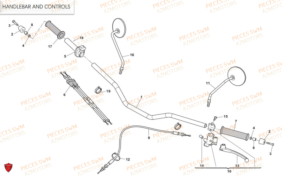 Guidon SWM Pieces SWM Origine OUTLAW 125 E5(2021)
