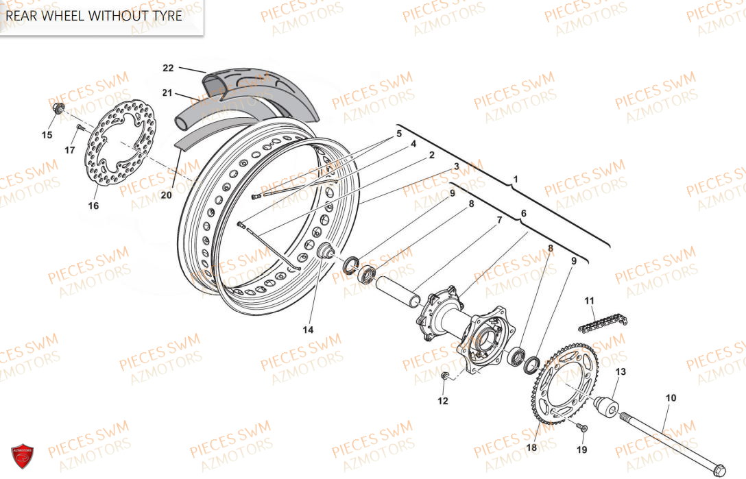 Roue Arriere SWM Pieces SWM Origine OUTLAW 125 E5(2021)
