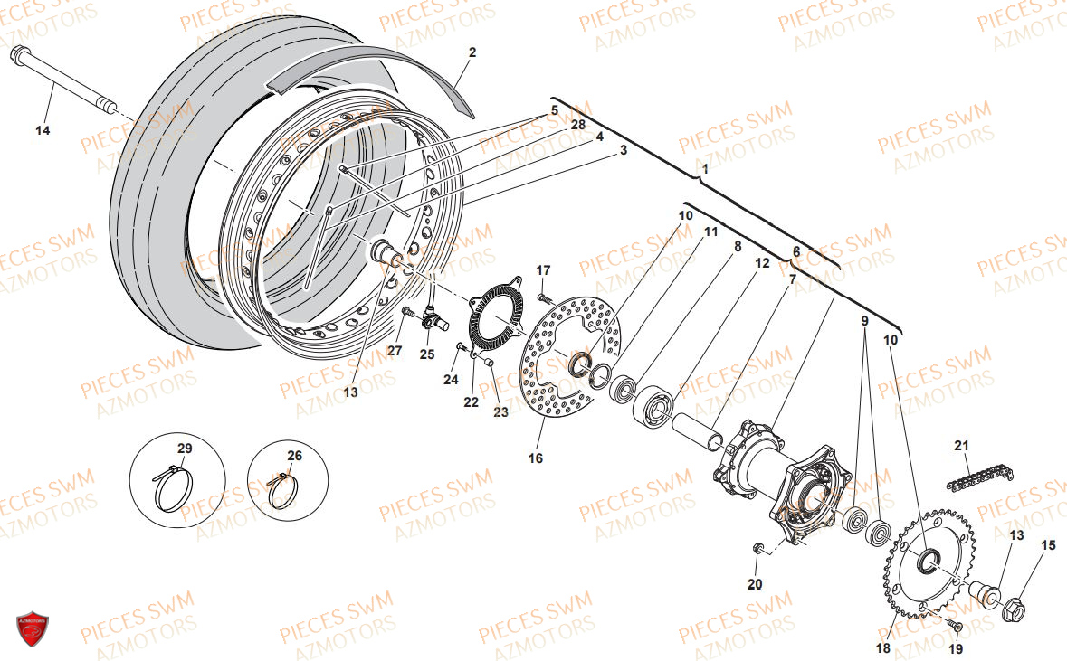 Roue Arriere SWM Pieces SWM Origine OUTLAW 440 E4(2019)
