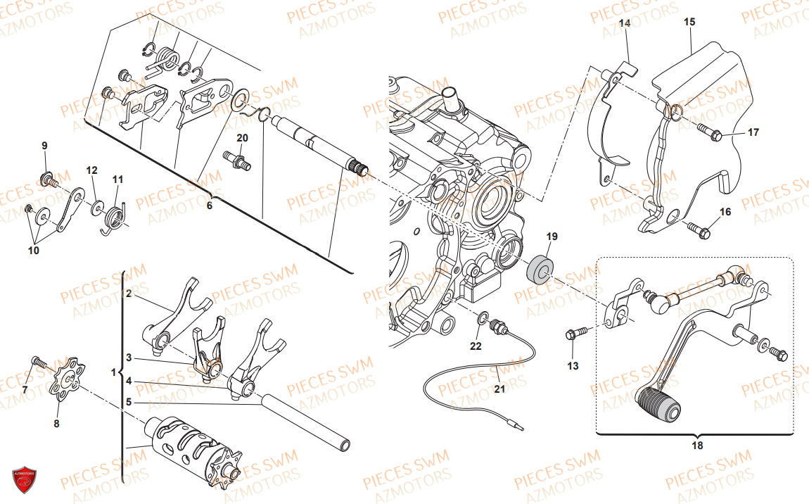 Selecteur De Vitesses SWM Pieces SWM Origine OUTLAW 440 E4(2019)
