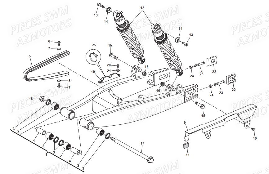 Suspension Arriere SWM Pieces SWM Origine OUTLAW 500 E4(2019)
