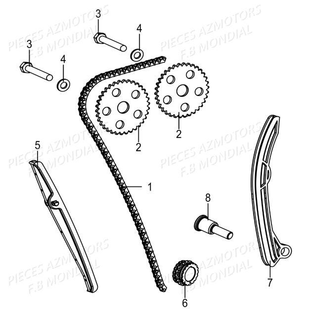 Chaine De Distribution FB MONDIAL Pieces PAGANI 125 ABS EURO4 FB Mondial Origine