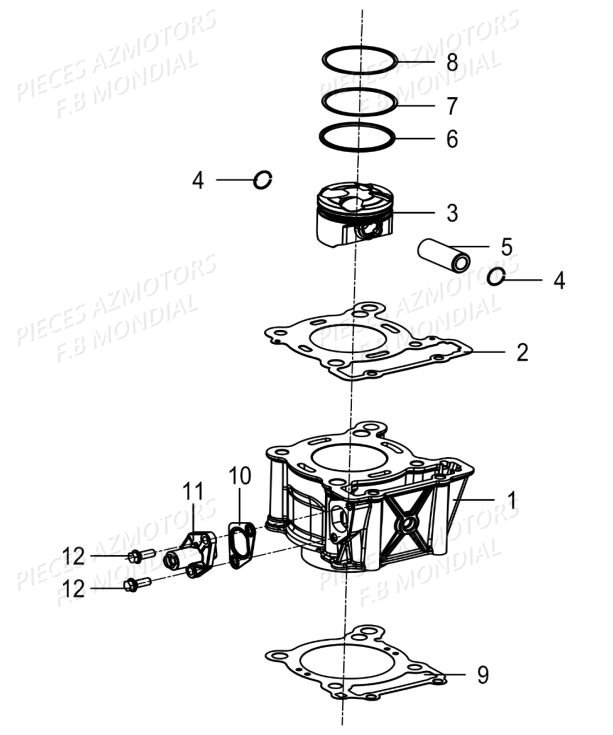 Cylindre Piston FB MONDIAL Pieces PAGANI 125 ABS EURO4 FB Mondial Origine