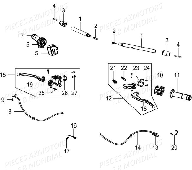 Guidon FB MONDIAL Pieces PAGANI 125 ABS EURO4 FB Mondial Origine