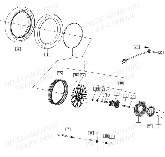 Jante Avant FB MONDIAL Pieces PAGANI 125 ABS EURO4 FB Mondial Origine