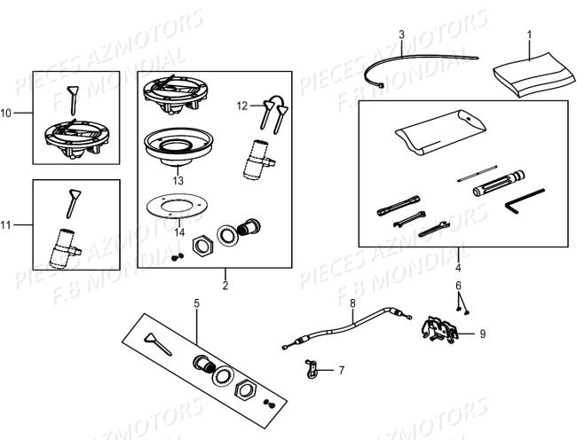 Kit Barillets Outils FB MONDIAL Pieces PAGANI 125 ABS EURO4 FB Mondial Origine