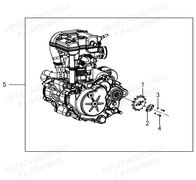 Moteur Complet Pignon De Sortie De Boite FB MONDIAL Pieces PAGANI 125 ABS EURO4 FB Mondial Origine