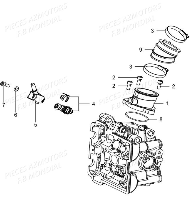 Pipe Admission Injecteur FB MONDIAL Pieces PAGANI 125 ABS EURO4 FB Mondial Origine