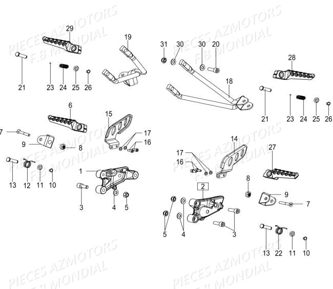 Repose Pieds FB MONDIAL Pieces PAGANI 125 ABS EURO4 FB Mondial Origine