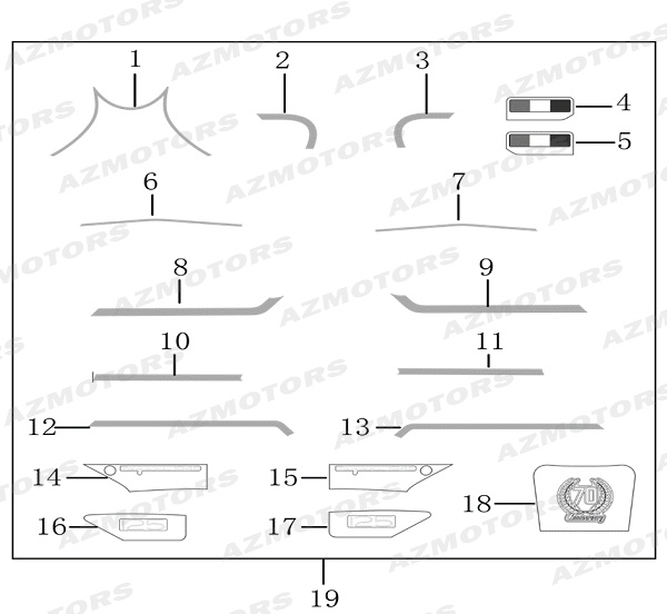 Stickers Deco FB MONDIAL Pieces PAGANI 125 ABS EURO4 FB Mondial Origine