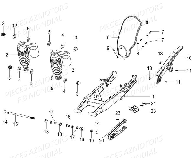 Suspension Arriere Bras Oscillant FB MONDIAL Pieces PAGANI 125 ABS EURO4 FB Mondial Origine