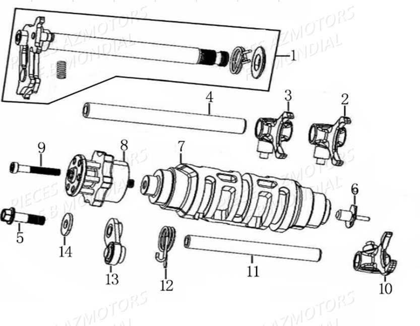 Barillet De Selection De Vitesses AZMOTORS Pieces PAGANI SC 300 ABS EU IV Mondial Origine