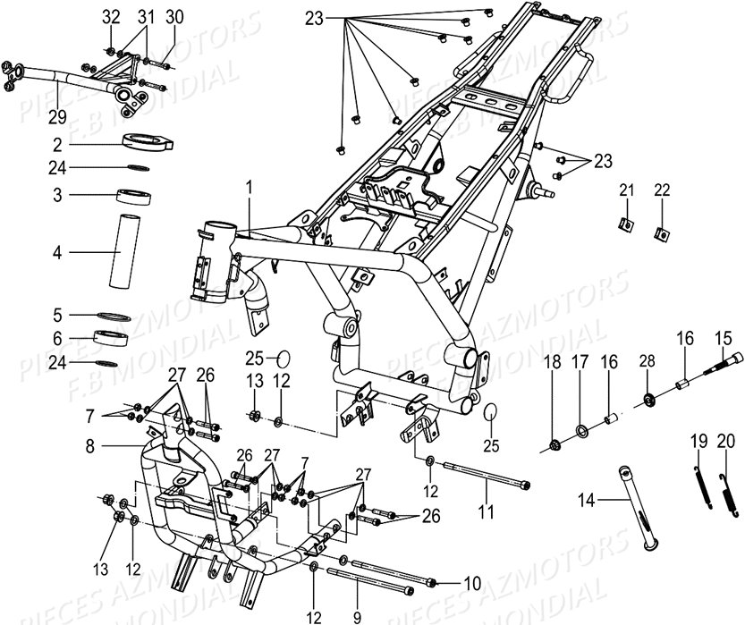 CADRE_CHASSIS FB MONDIAL Pieces PAGANI SC 300 ABS EU IV Mondial Origine