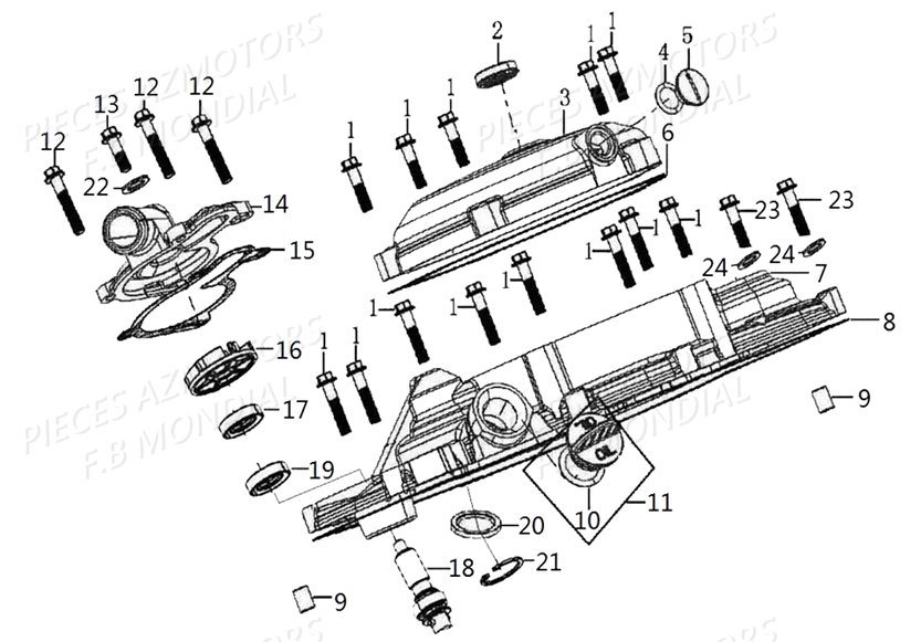 CARTER_DROIT_POMPE_A_EAU FB MONDIAL Pieces PAGANI SC 300 ABS EU IV Mondial Origine
