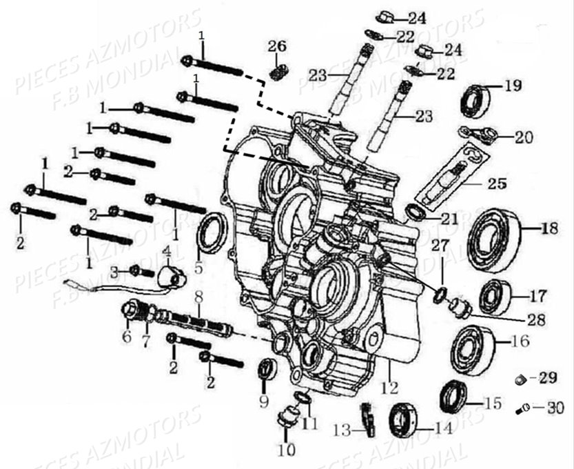 CARTER_GAUCHE FB MONDIAL Pieces PAGANI SC 300 ABS EU IV Mondial Origine