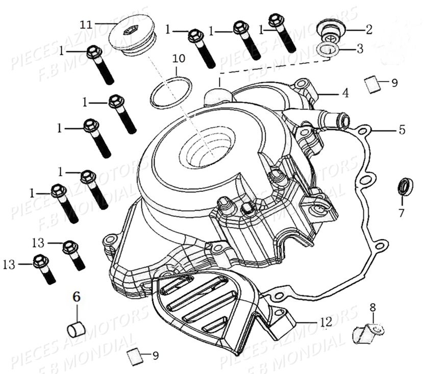 Couvre Carter Gauche FB MONDIAL Pieces PAGANI SC 300 ABS EU IV Mondial Origine