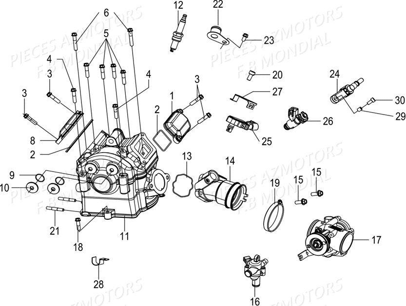 Culasse Corps D Injection FB MONDIAL Pieces PAGANI SC 300 ABS EU IV Mondial Origine