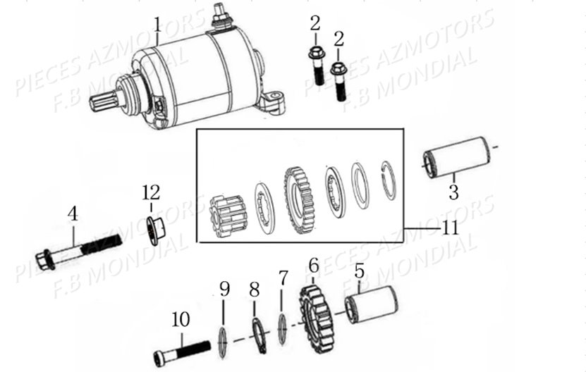 Demarreur AZMOTORS Pieces PAGANI SC 300 ABS EU IV Mondial Origine