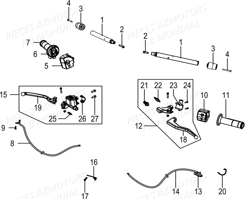 Demi Guidon Levier Pougnee FB MONDIAL Pieces PAGANI SC 300 ABS EU IV Mondial Origine